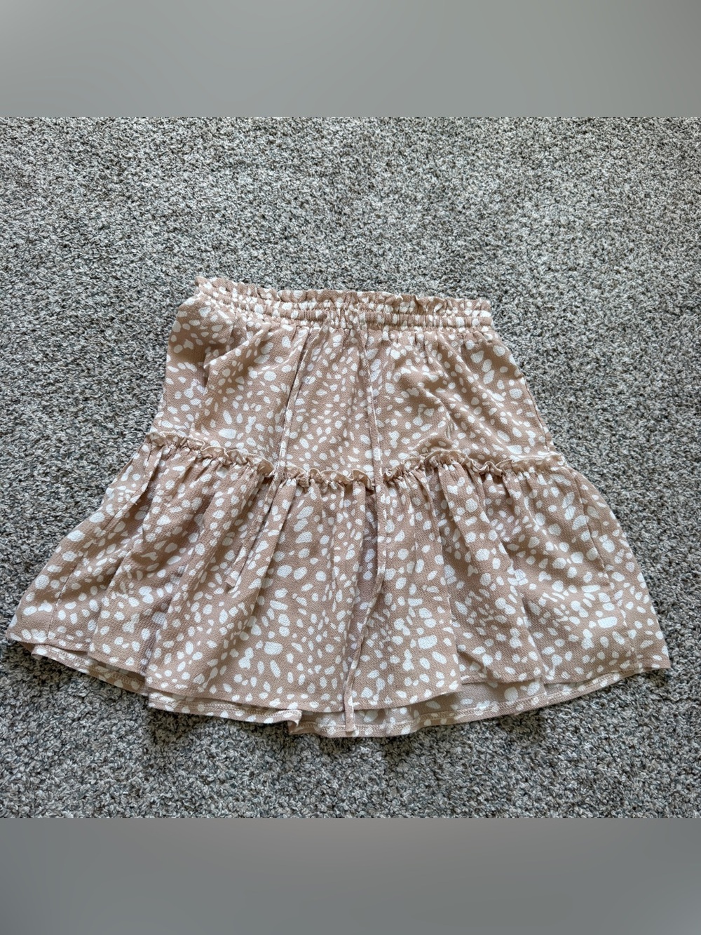 Beige Printed Tiered Skirt - Women's Casual Summer Skirt